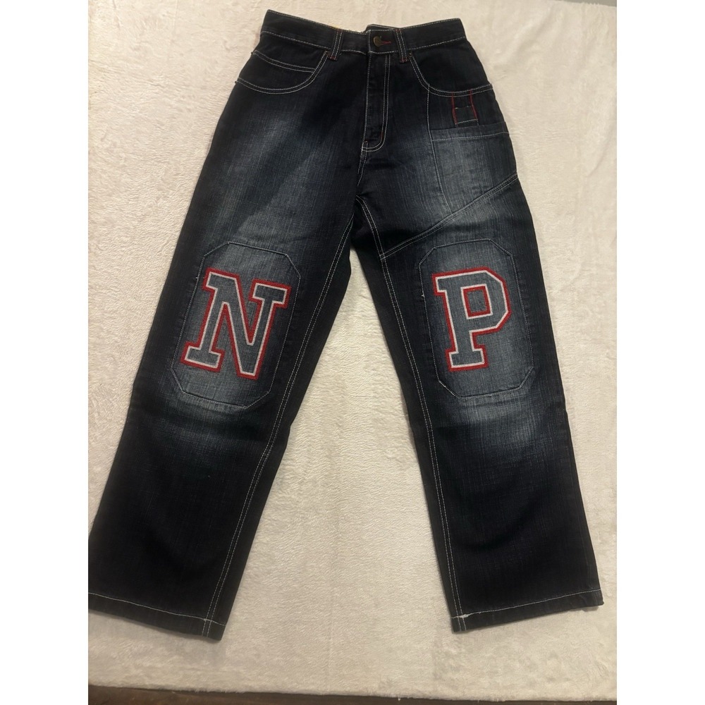 NEW North‎ Peak Jeans Mens 29x30 Blue Denim Baggy Wide Leg Skater Y2K Streetwear
